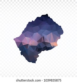 Blue map polygonal-Lesotho map. Multicolored country map in geometric triangle style for your infographics and earth template for website. Vector illustration eps 10.