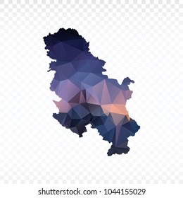 Blue map polygonal-Serbia No Kosovo map. Multicolored country map in geometric triangle style for your infographics and earth template for website. Vector illustration eps 10.