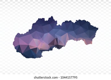 Blue map polygonal-Slovakia map. Multicolored country map in geometric triangle style for your infographics and earth template for website. Vector illustration eps 10.