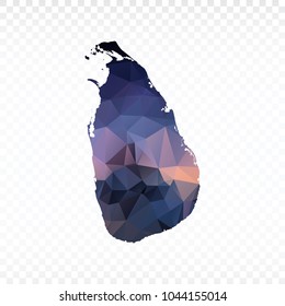 Blue map polygonal-Sri Lanka map. Multicolored country map in geometric triangle style for your infographics and earth template for website. Vector illustration eps 10.