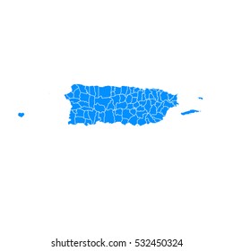 Blue map of Puerto Rico