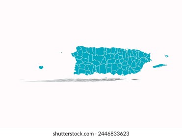 Blue map of Puerto Rico on white background.