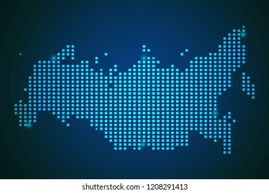 Blue map of Russia - Russia polka dots on dark background symbol for your web site design map logo, app, ui, travel vector eps10.