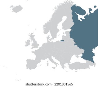 Mapa azul de Rusia dentro del mapa gris del continente europeo
