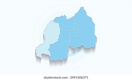 Mapa azul de Ruanda, mapa de Ruanda con las fronteras de los estados, mapa de ilustración detallada del país.