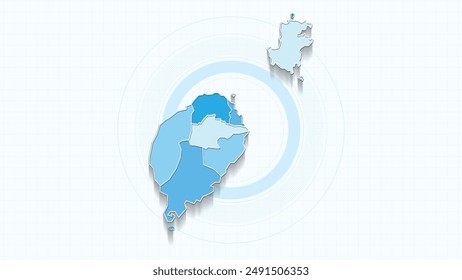 Blue Map of Sao Tome and Principe, Sao Tome and Principe map with borders of the states, country high detailed illustration map.