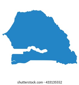 blue map of Senegal