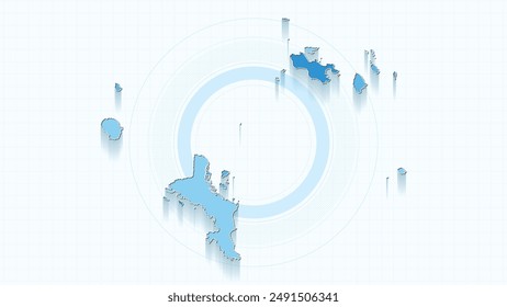 Blue Map of Seychelles, Seychelles map with borders of the states, country high detailed illustration map.