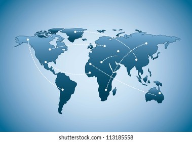 blue map with shadow over blue background. vector illustration
