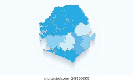 Blaue Karte von Sierra Leone, Sierra Leone Karte mit den Grenzen der Staaten, Land hoch detaillierte Illustration Karte.