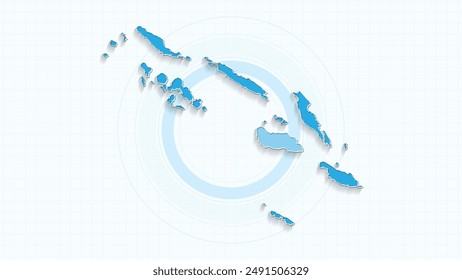 Blue Map of Solomon Islands, Solomon Islands map with borders of the states, country high detailed illustration map.