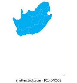 Blue Map of South Africa