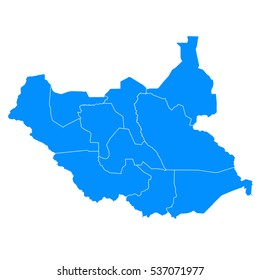 Blue map of South Sudan