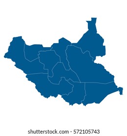 Blue map of South Sudan