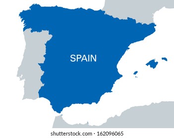 blue map of Spain