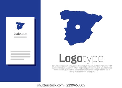 Blue Map of Spain icon isolated on white background. Logo design template element. Vector