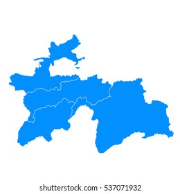 Blue map of Tajikistan