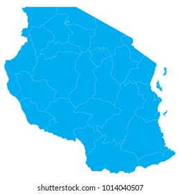 Blue Map of Tanzania