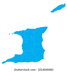 Blue Map of Trinidad and Tobago