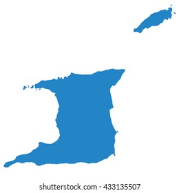 blue map of Trinidad and Tobago