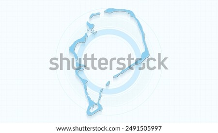 Blue Map of Tuvalu, Tuvalu map with borders of the states, country high detailed illustration map.