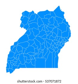 Blue map of Uganda