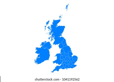 Blue Map Of Uk Counties