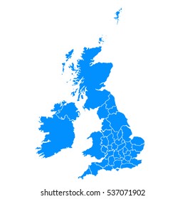 Blue Map Of Uk Counties