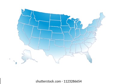 Blue Map United States America Stock Vector (Royalty Free) 1123286654 ...