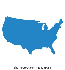 blue map  of the United States (USA)