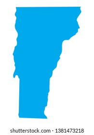 Blue Map of US Federal State of Vermont