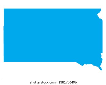 Blue Map of US Federal State of South Dakota