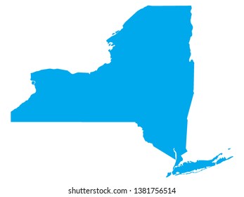 Blue Map of US Federal State of New York