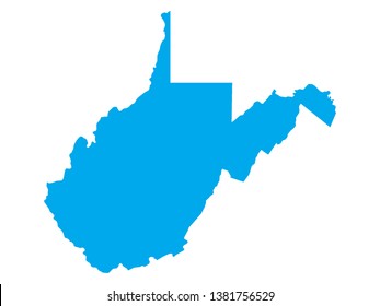 Blue Map of US Federal State of West Virginia