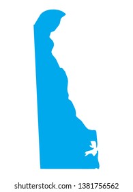 Blue Map of US Federal State of Delaware