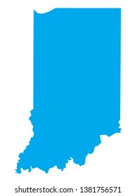 Blue Map of US Federal State of Indiana