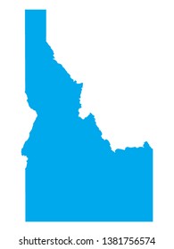 Blue Map of US Federal State of Idaho
