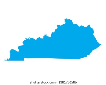 Blue Map of US Federal State of Kentucky