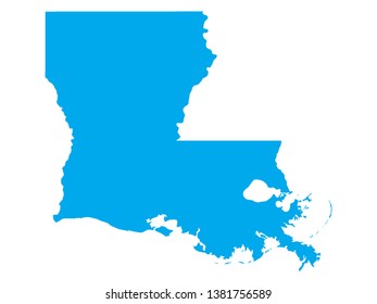Blue Map of US Federal State of Louisiana