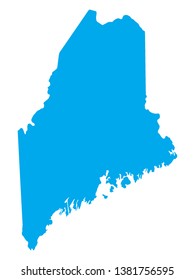 Blue Map of US Federal State of Maine