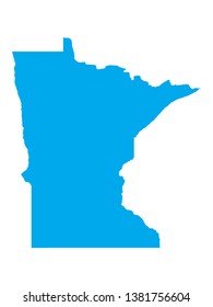 Blue Map of US Federal State of Minnesota