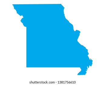 Blue Map of US Federal State of Missouri