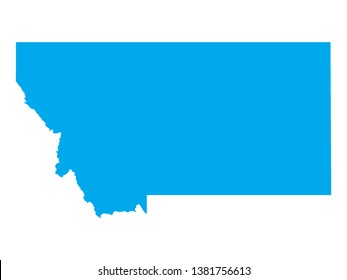 Blue Map of US Federal State of Montana