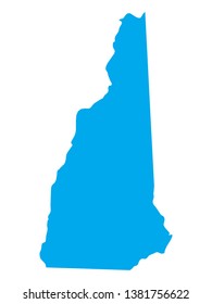 Blue Map of US Federal State of New Hampshire