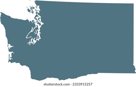Blue Map of US federal state of Washington 