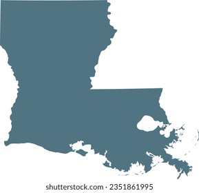 Blue Map of US federal state of Louisiana 