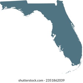 Blue Map of US federal state of Florida 