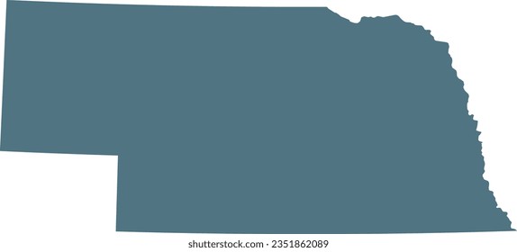 Blue Map of US federal state of Nebraska 