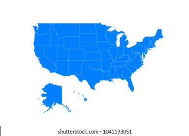 Blue map of usa