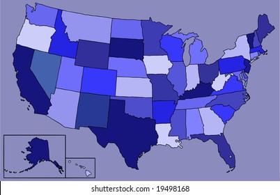 blue map of the USA